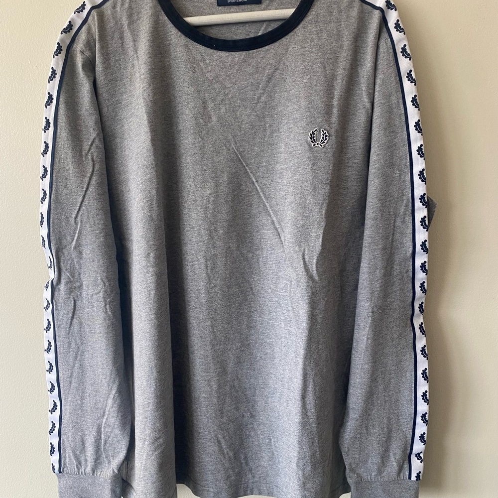 Fred Perry Grey Taped Ringer Long Sleeve 90’s 2000’s